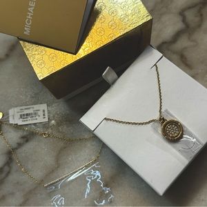 NIB Michael Kors Gold and Crrystal Necklace